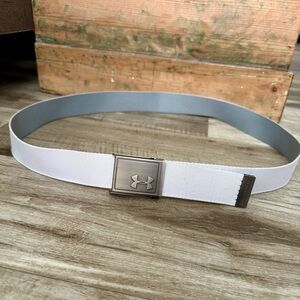 Under Armour Men’s Webbing Golf Belt- Gray and White Belt